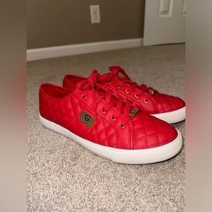 NEW! G by Guess Red Quilted Lace Up Sneakers